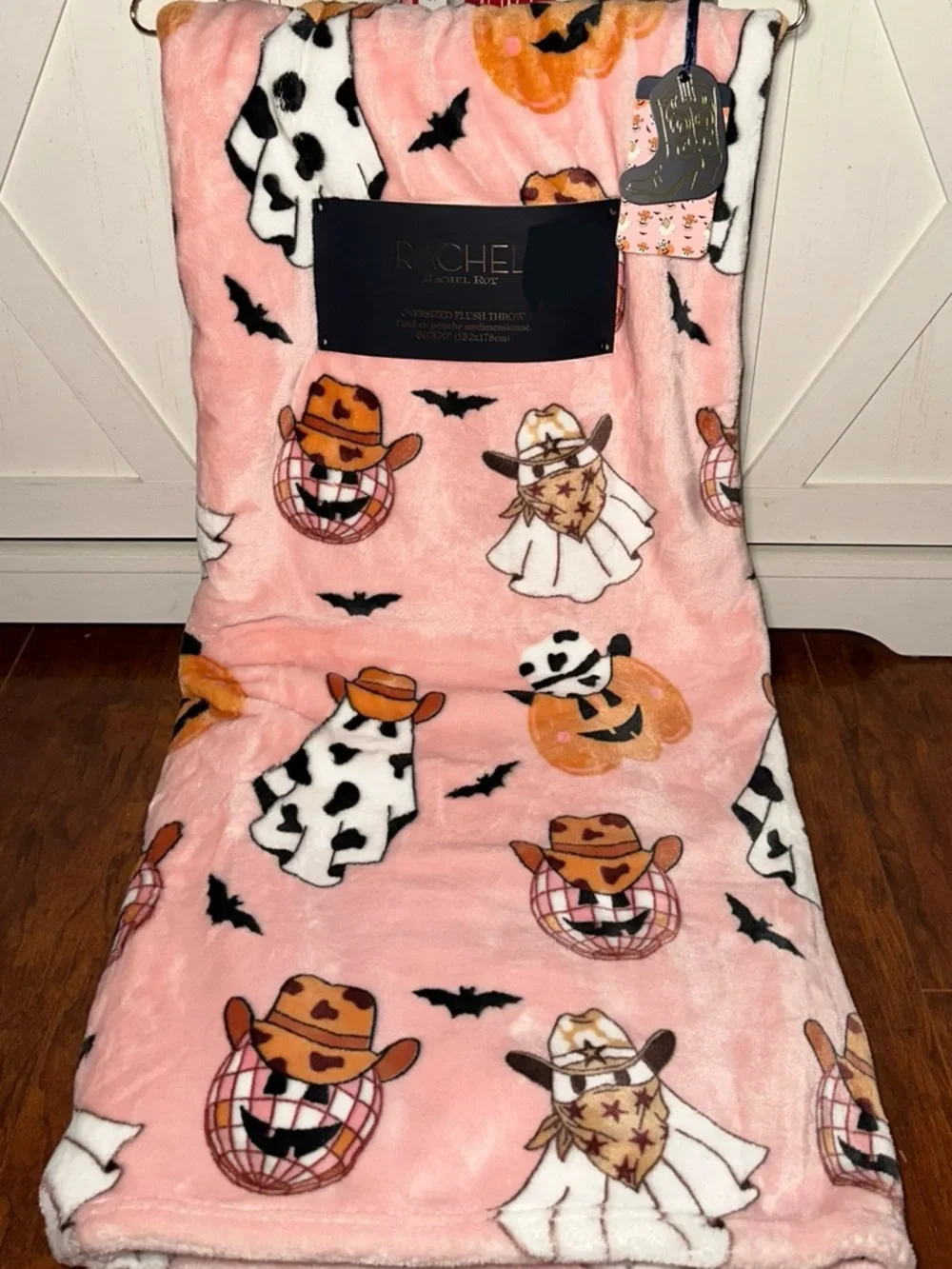 Rachel Roy Pink Halloween Cowgirl Plush Throw Blanket